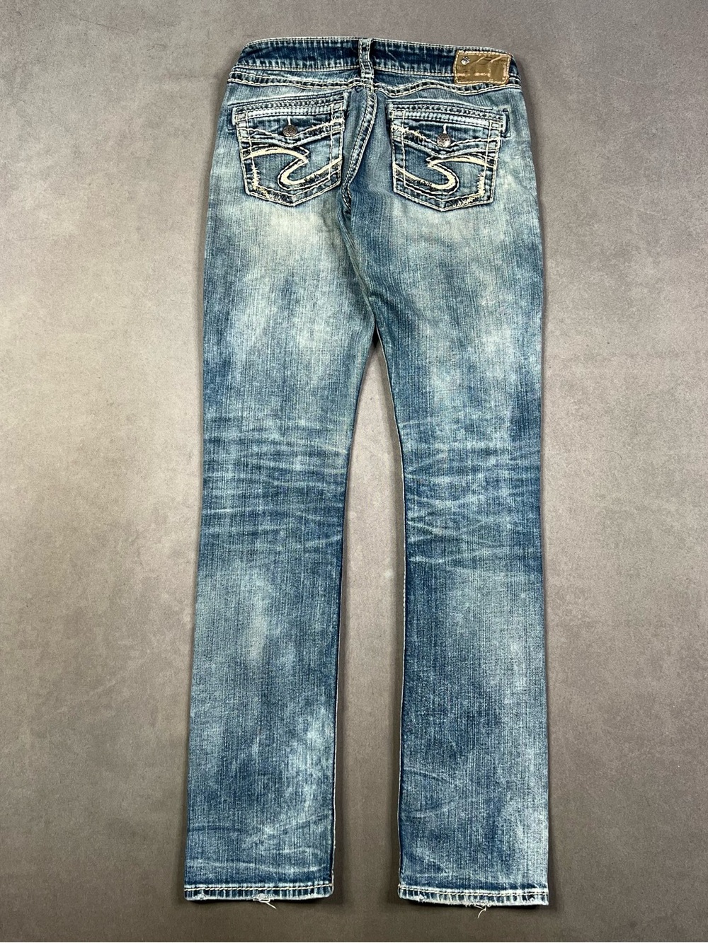 Silver Jeans Light Blue Distressed Straight Leg Jeans